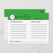 レトロレシピグリーンシェフカードキッチンツールストライプの ポストカード (正面/裏面)