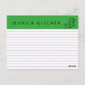 レトロレシピグリーンシェフカードキッチンツールストライプの ポストカード (裏面)