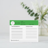 レトロレシピグリーンシェフカードキッチンツールストライプの ポストカード (スタンド正面)