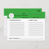 レトロレシピグリーンシェフカードキッチンツールストライプの ポストカード (正面/裏面)