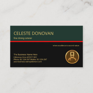 レトロレスタイリッシュイヤーレッドラインフードレストランシェフ 名刺