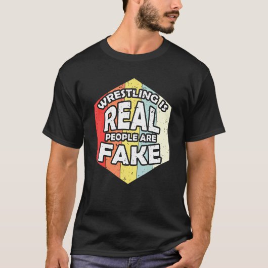 レトロレスリングは実在人々偽の格闘Plである Tシャツ (正面)