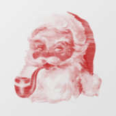 レトロレタープレススタイルサンタウィズパイプホリディポー ウィンドウサイン (シート)