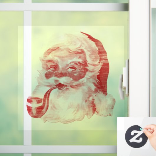 レトロレタープレススタイルサンタウィズパイプホリディポー ウィンドウサイン (ホーム)