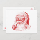 レトロレタープレススタイルサンタwithパイプ シーズンポストカード (正面/裏面)