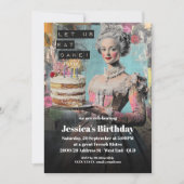 レトロレッス食べケーキ – フランスのパーティの招待状 招待状 (正面)