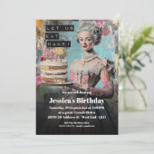 レトロレッス食べケーキ – フランスのパーティの招待状 招待状 (スタンド正面)