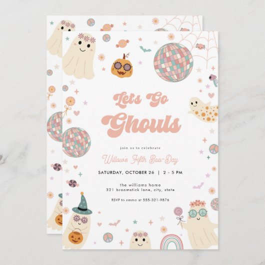 レトロレッツゴーグルハロウィーン誕生日招待状 招待状 (正面/裏面)