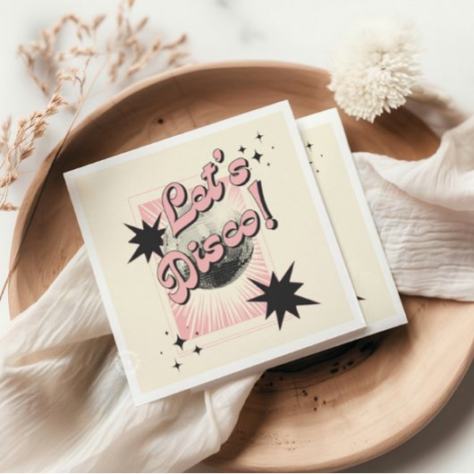 レトロレッツディスコ誕生日背景 スタンダードカクテルナプキン