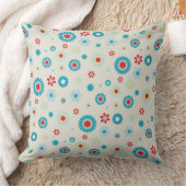 レトロレッドおよびティール(緑がかった色)リバーシブル クッション (ブランケット)