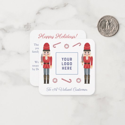 レトロレッドくるみ割りビジネスロゴハッピーホリデー ノートカード (正面/裏面インサイチュ)