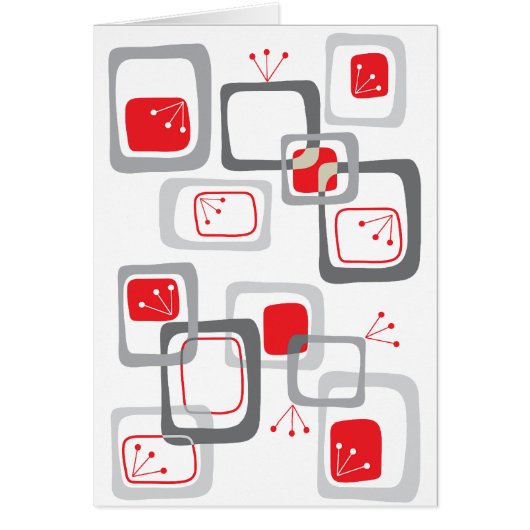 レトロレッドさくらんぼスクウェア空白のカード (正面)