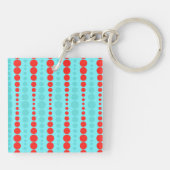 レトロレッドとターコイズドットアクリルキーチェーン キーホルダー (裏面)