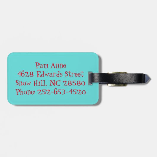 レトロレッドとターコイズドットラゲッジタグ ラゲッジタグ (裏面横)