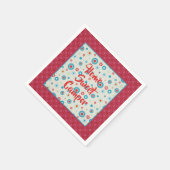 レトロレッドとティール（緑がかった色）キャンパー スタンダードカクテルナプキン (角)