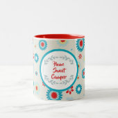 レトロレッドとティール(緑がかった色)キャンパー ツートーンマグカップ (中央)