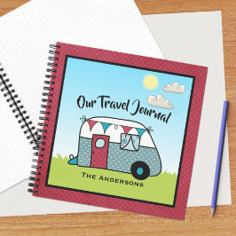 レトロレッドとティール（緑がかった色）キャンパー ノートブック