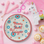 レトロレッドとティール（緑がかった色）キャンパー ペーパープレート (パーティー)