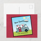 レトロレッドとティール（緑がかった色）キャンパー ポストカード (正面/裏面)