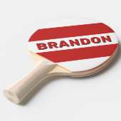 レトロレッドはっきりした三ストライプつの名前 卓球ラケット (正面アングル)