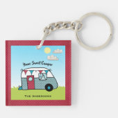 レトロレッドアンドティール(緑がかった色)キャンパー キーホルダー (裏面)