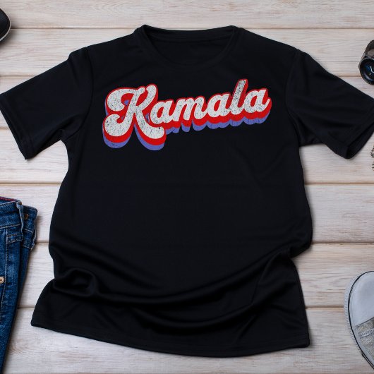 レトロレッドアンドブルーカマラ3D文字 Tシャツ