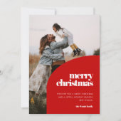 レトロレッドアーチデザインメリークリスマスフォト シーズンカード (正面)