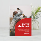 レトロレッドアーチデザインメリークリスマスフォト シーズンカード (スタンド正面)