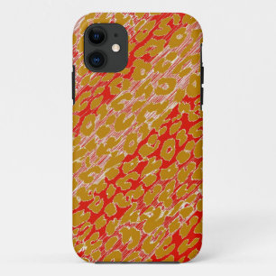 レトロレッドイエローピンクヒョウのプリントスキン iPhone 11 ケース