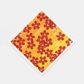 レトロレッドオレンジフローラ スタンダードランチョンナプキン (角)