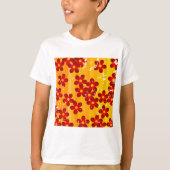 レトロレッドオレンジフローラ Tシャツ (正面)