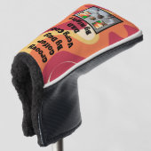 レトロレッドオレンジ黄色"グルーヴィゴルファークールパパ" ゴルフヘッドカバー (3/4 正面)