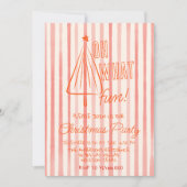 レトロレッドオーッおもしろいクリスマスツリー描パーティー 招待状 (正面)