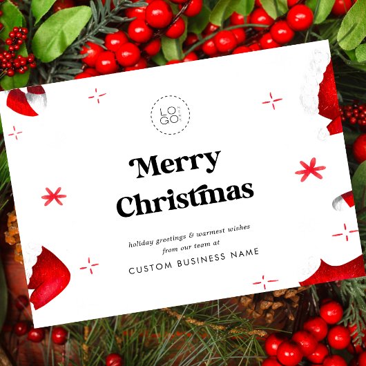レトロレッドカスタムビジネス会社ロゴクリスマス シーズンカード