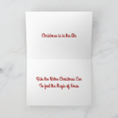 レトロレッドカークリスマスツリーのグリーティングカード シーズンカード (内部)