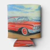 レトロレッドカー絵を描、シーサイド。 缶クーラー (裏面)