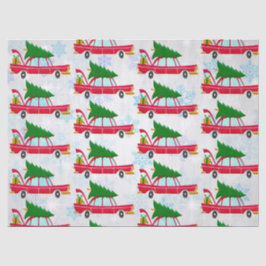 レトロレッドカー運ズのクリスマスツリーパターン 薄葉紙
