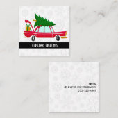 レトロレッドカー運ズのクリスマスツリー スクエア名刺 (正面/裏面)