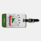 レトロレッドカー運ズのクリスマスツリー ラゲッジタグ (正面横)