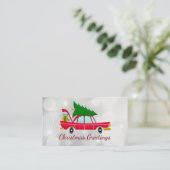 レトロレッドカー運ズのクリスマスツリー 名刺 (スタンド正面)