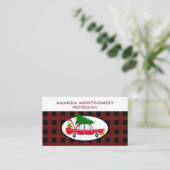 レトロレッドカー運ズのクリスマスツリー 名刺 (スタンド正面)