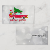 レトロレッドカー運ズのクリスマスツリー 名刺 (正面/裏面)