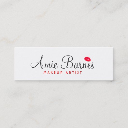 レトロレッドキスをするリップメイクアップアーティストホワイト美しい スキニー名刺 (正面)