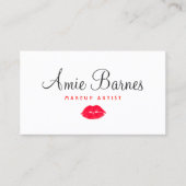 レトロレッドキスをするリップメイクアップアーティスト美しいサロン 名刺 (正面)