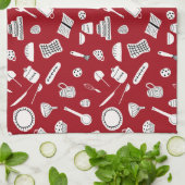 レトロレッドキッチン キッチンタオル (折り畳み)