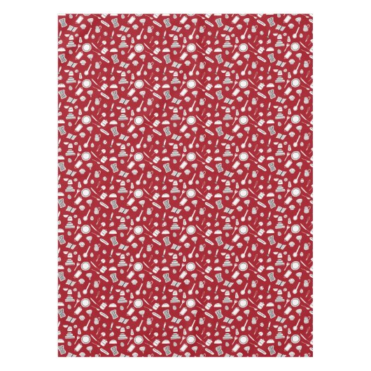 レトロレッドキッチン テーブルクロス (正面)