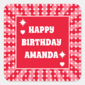 レトロレッドクイーンオブハート誕生日 スクエアシール (正面)