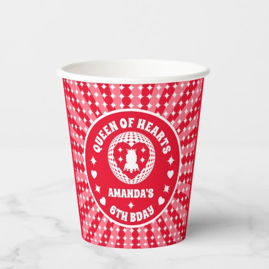 レトロレッドクイーンオブハート誕生日 紙コップ (正面)