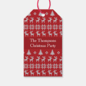 レトロレッドクリスマストインデアカスタムーホリデーパーティー ギフトタグ (正面)