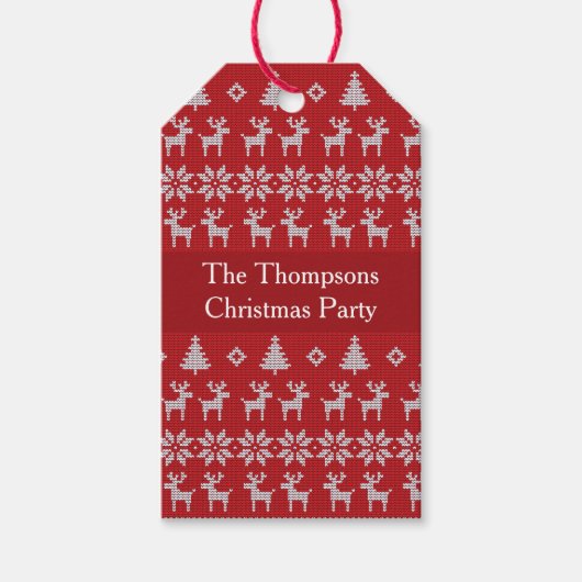 レトロレッドクリスマストインデアカスタムーホリデーパーティー ギフトタグ (正面)